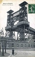 Le chevalement des puits nos 15 et 15 bis de la fosse n° 15 - 15 bis des mines de Lens à Loos-en-Gohelle avant la Première Guerre mondiale