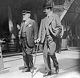 Lord Pirrie et Bruce Ismay inspectant l'avancée des travaux.